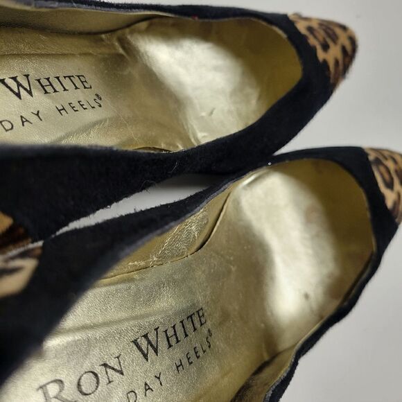 Ron White Cowhide Cheetah Print & Black Suede All Day Heels - Picture 9 of 10